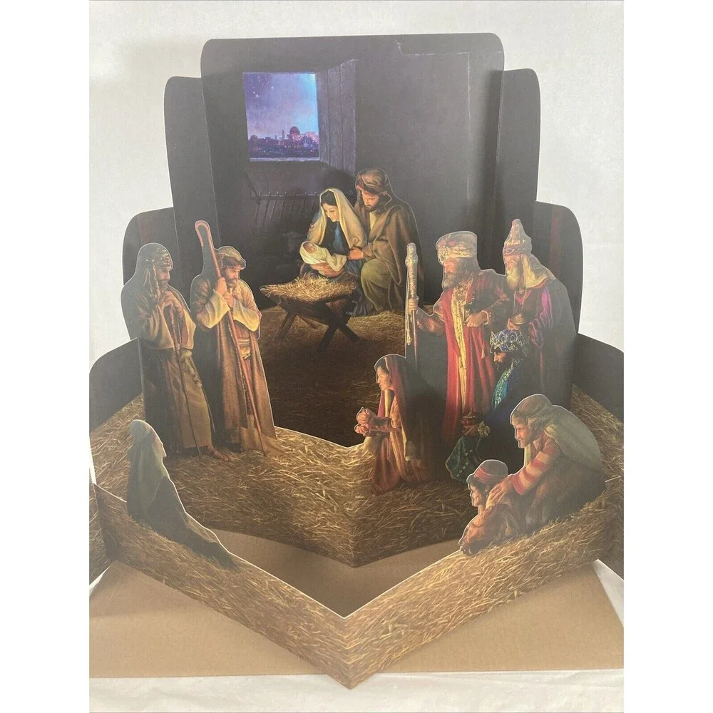 Greg Olsen Nativity 4-piece Diorama With Envelope Christmas Holy Family Jesus
